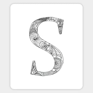 Henna Alphabet S / Henna Letter S - Black Henna Line Art Magnet